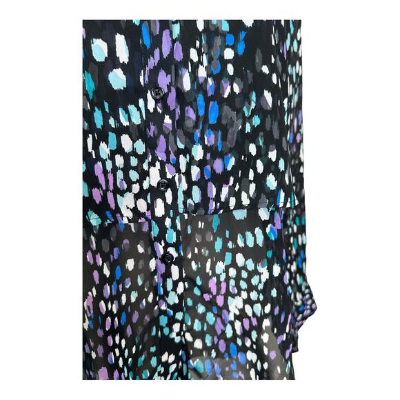 Banana Republic Black Printed Sheer Long Sleeves Button Down Blouse Size PS - Picture 10 of 15